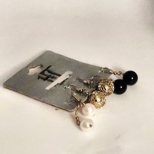 Jewelry - 💝10/$25💝Three Pairs Earrings: white, gold, black Jewelry - 💝10/$25💝Three Pairs Earrings: white, gold, black